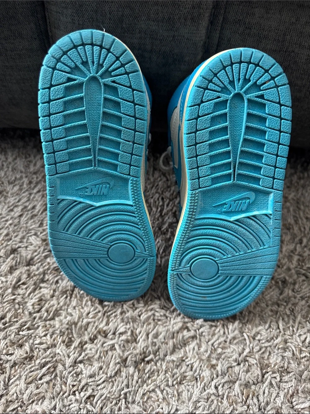 Nike Kids High-Top Sneakers in White and Bright Blue
